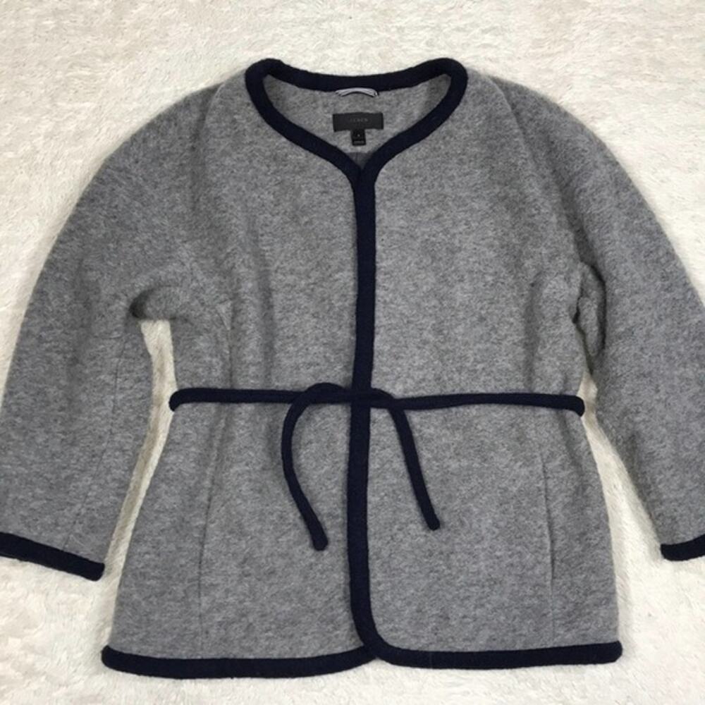 J. Crew Small Wrap Jacket In Boiled Wool Gray Navy - Picture 5 of 9